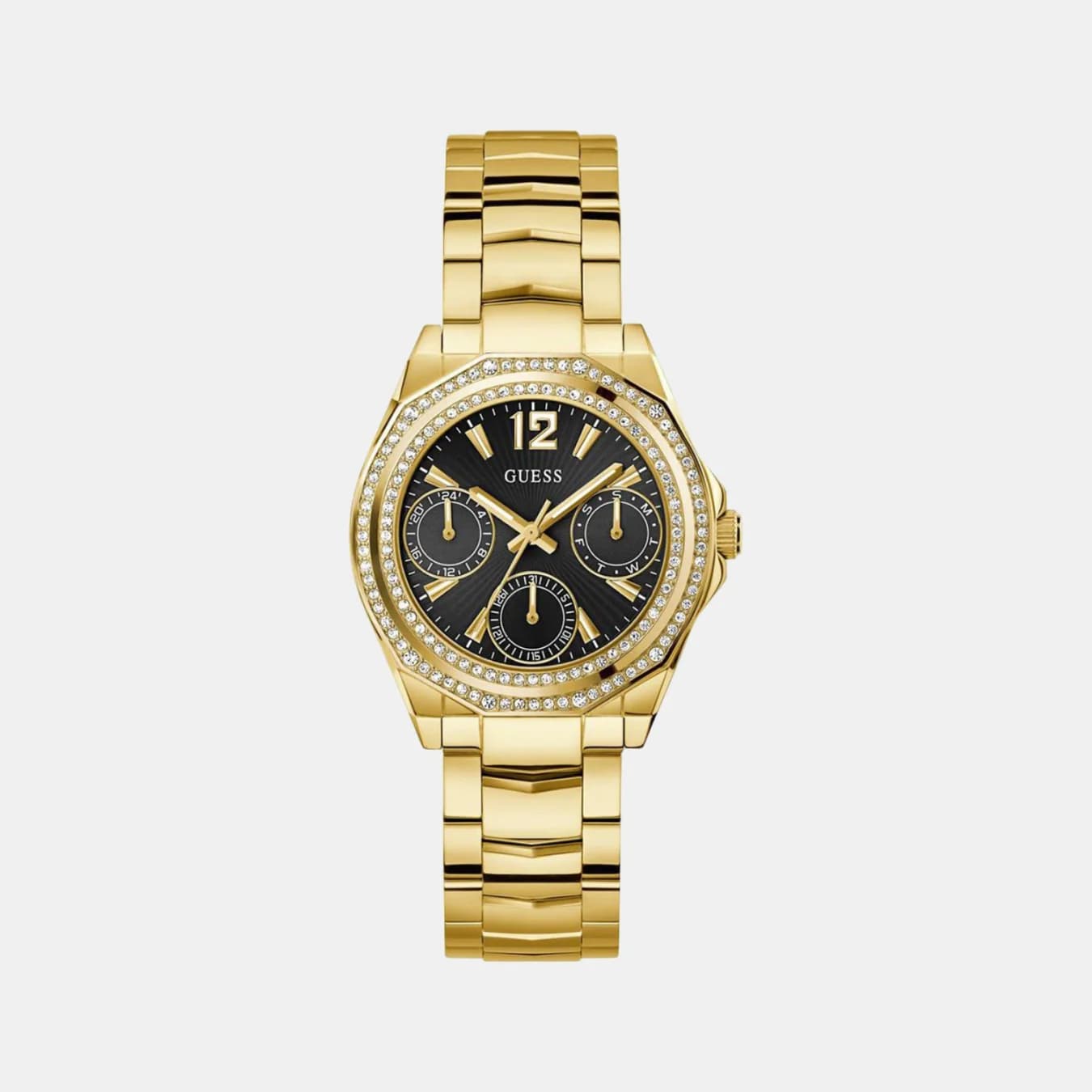 Women's Quartz Black Dial Multi-Function Stainless Steel Watch GW0685L4