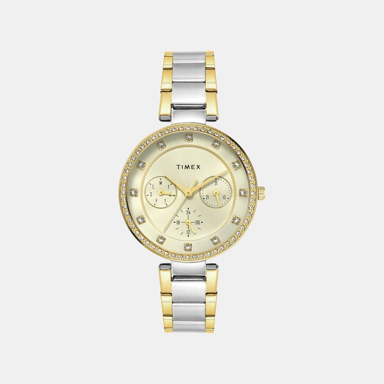 Trendline Women's Quartz Champagne Dial Multi-Function Stainless Steel Watch TWEL18711