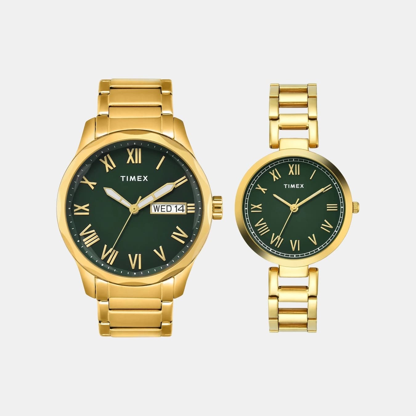 Couple Quartz Green Dial Analog Stainless Steel Watch TW00PR339