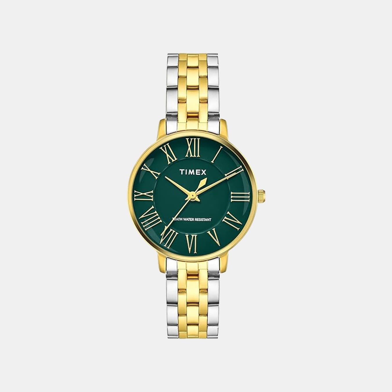 Fashion Women's Quartz Green Dial Analog Stainless Steel Watch TWEL19107