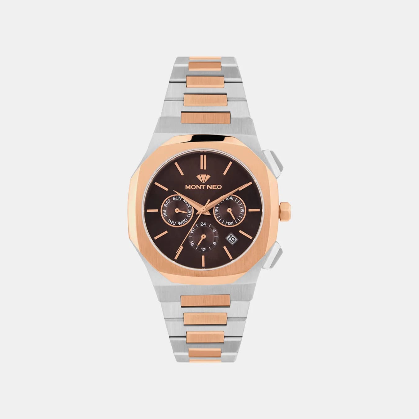 Men's Quartz Brown Dial Multi-Function Metal Watch 1054M-M1306