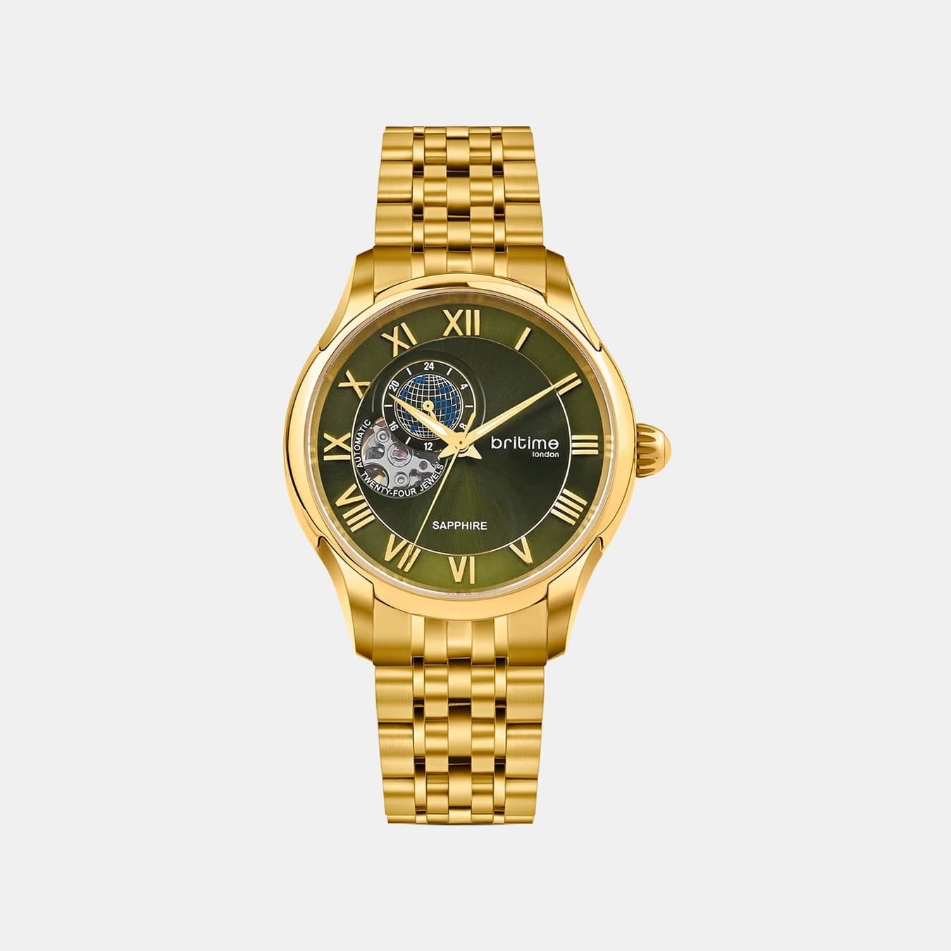 Men's Automatic Green Dial Analog Metal Watch 318-M21402