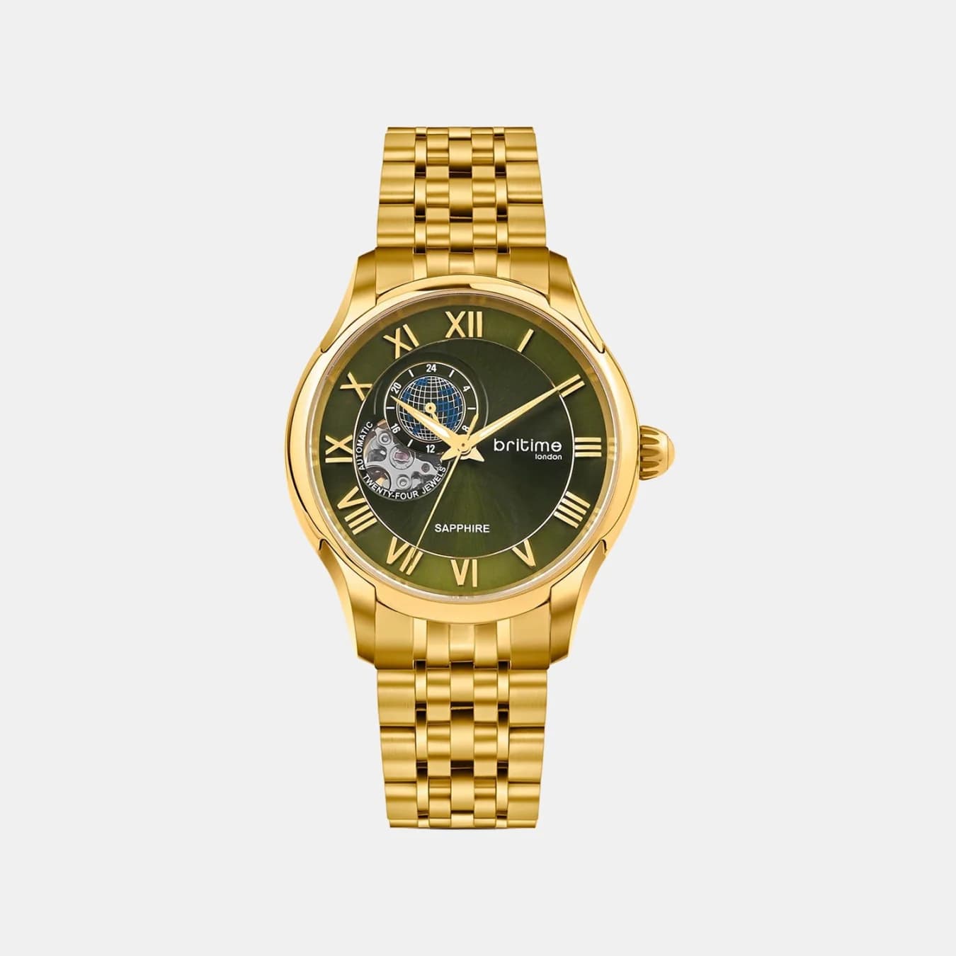 Men's Automatic Green Dial Analog Metal Watch 318-M21402