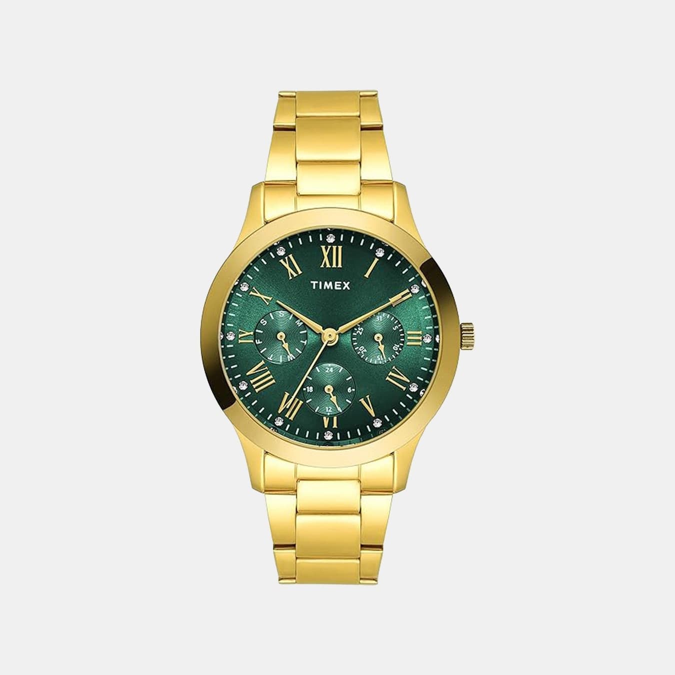 Trendline Women's Quartz Green Dial Multi-Function Stainless Steel Watch TW000Q821