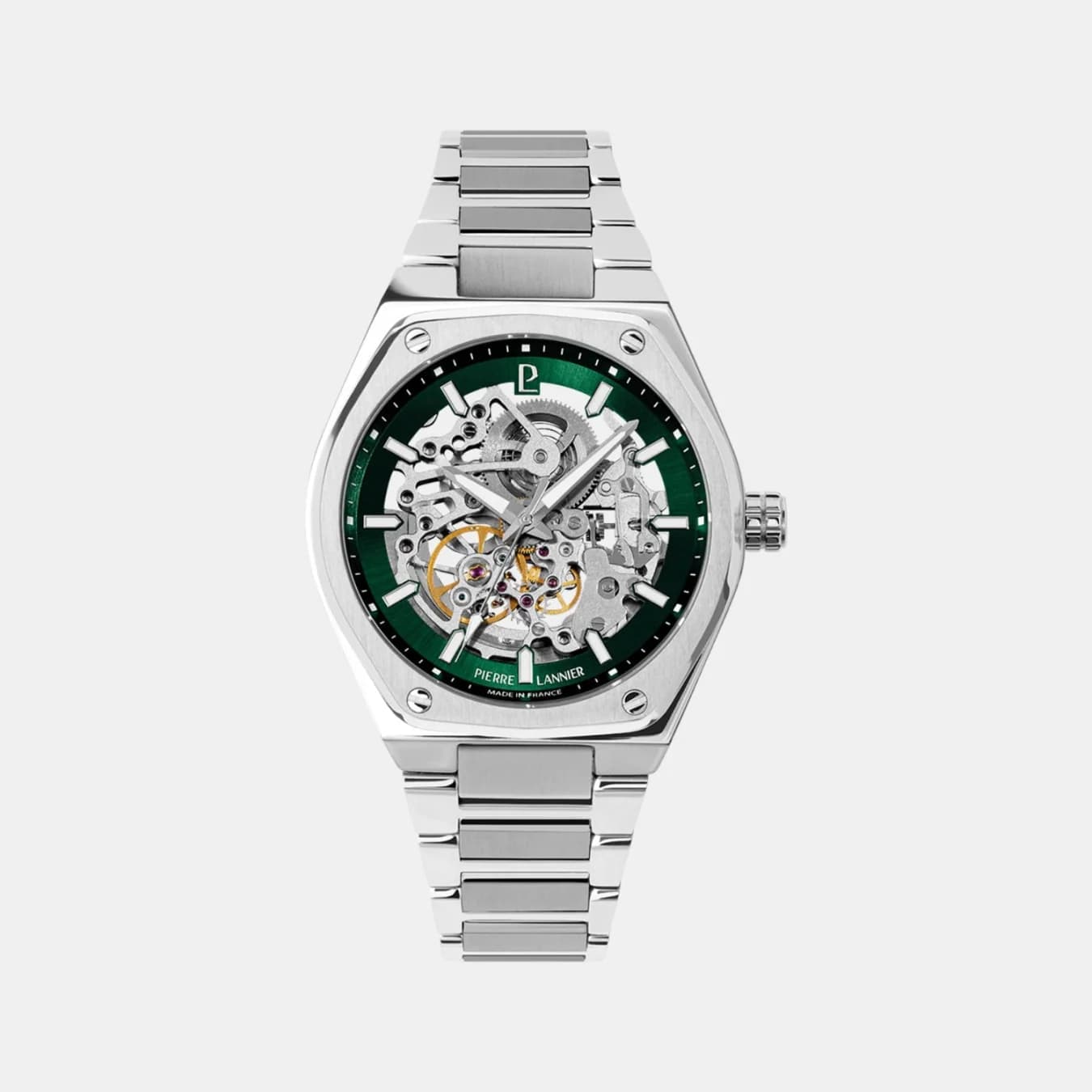 Copilote Men's Automatic Silver & Green Dial Analog Stainless Steel Watch 308G171