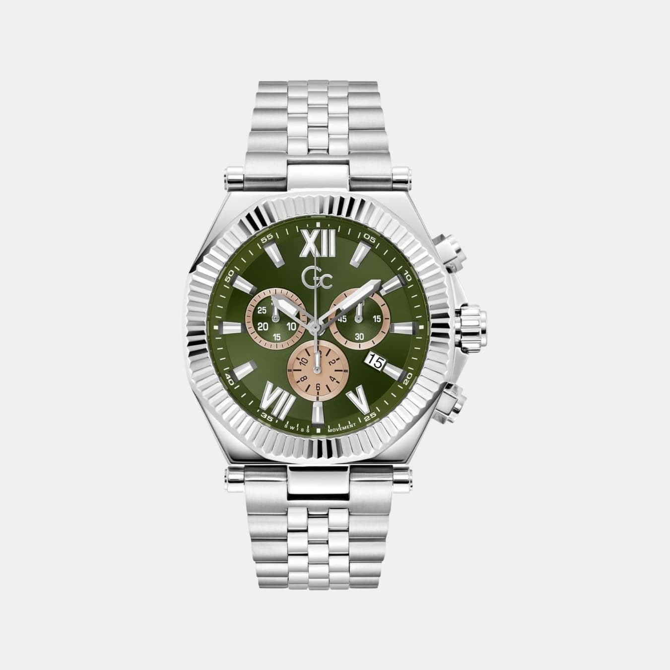 Gc Atlas Men's Quartz Green Dial Chronograph Stainless Steel Watch Z66004G9