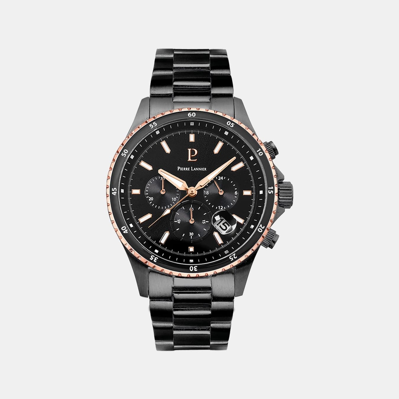 Cronos Men's Quartz Black Dial Analog Stainless Steel Watch 228J239