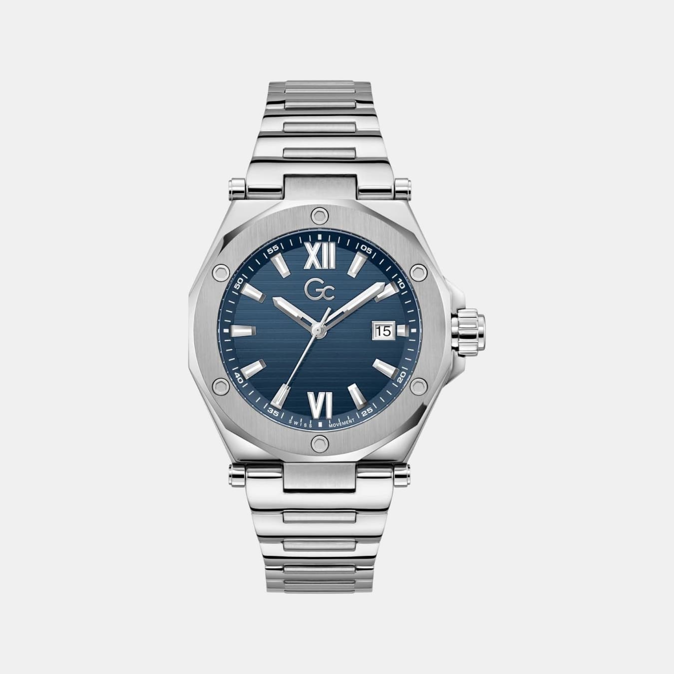 Dress Men's Quartz Blue Dial Analog Stainless Steel Watch Z67001G7