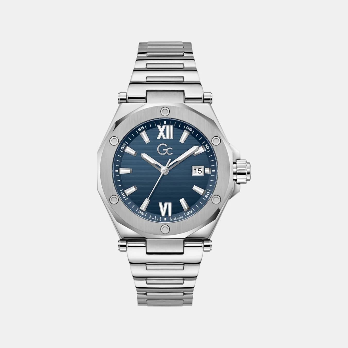 Dress Men's Quartz Blue Dial Analog Stainless Steel Watch Z67001G7