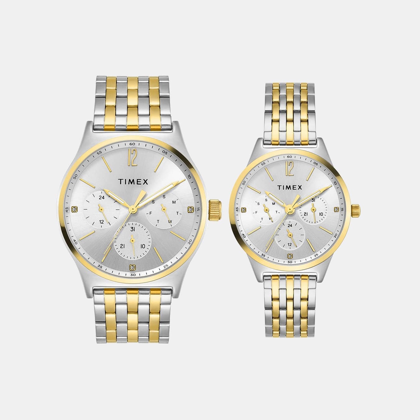 Trendline Couple Quartz Silver Dial Multi-Function Stainless Steel Watch TW00PR350