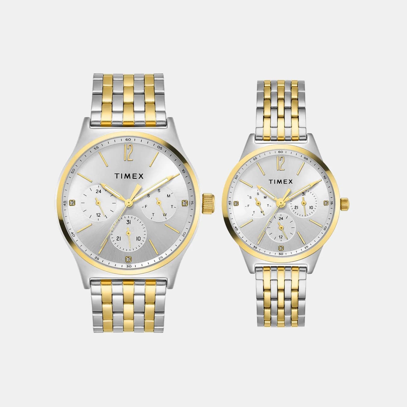 Trendline Couple Quartz Silver Dial Multi-Function Stainless Steel Watch TW00PR350