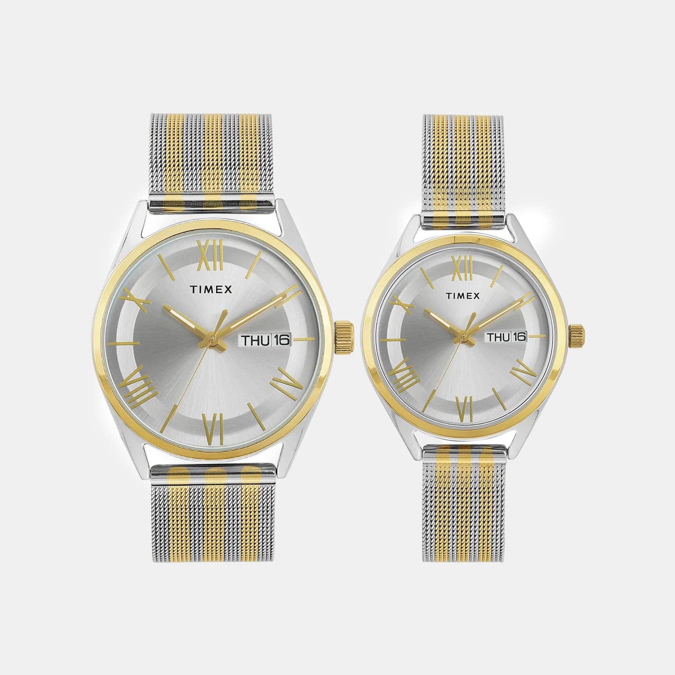 Trendline Couple Quartz Silver Dial Analog Mesh Watch TW00PR352