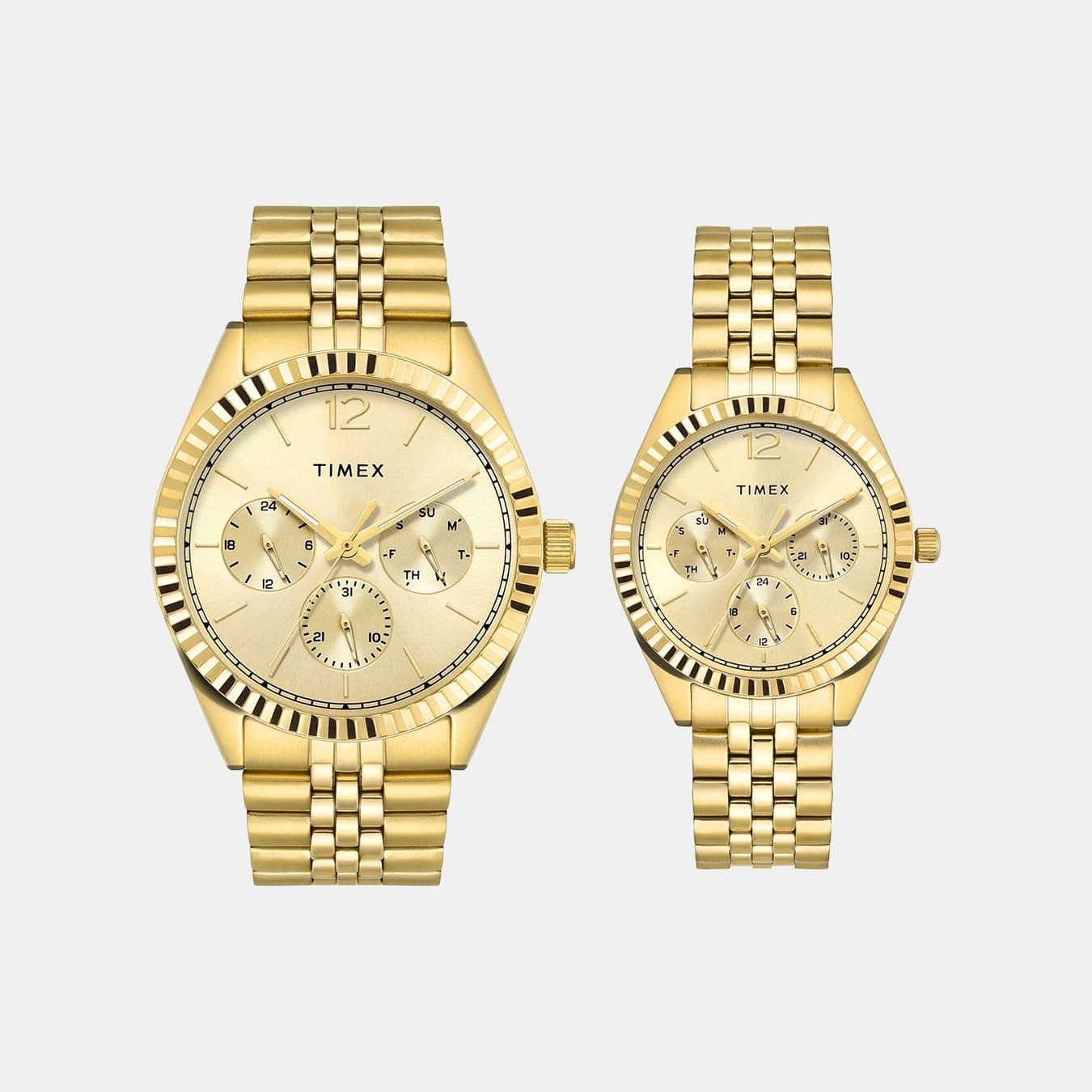 Trendline Couple Quartz Champagne Dial Multi-Function Stainless Steel Watch TW00PR345