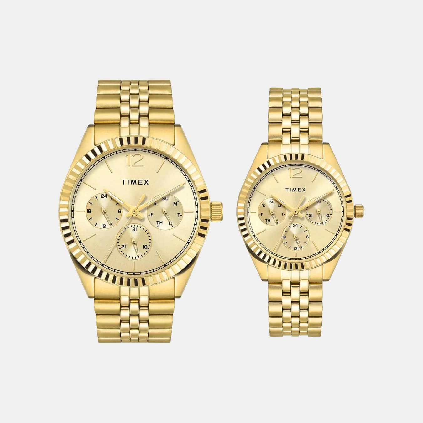 Trendline Couple Quartz Champagne Dial Multi-Function Stainless Steel Watch TW00PR345