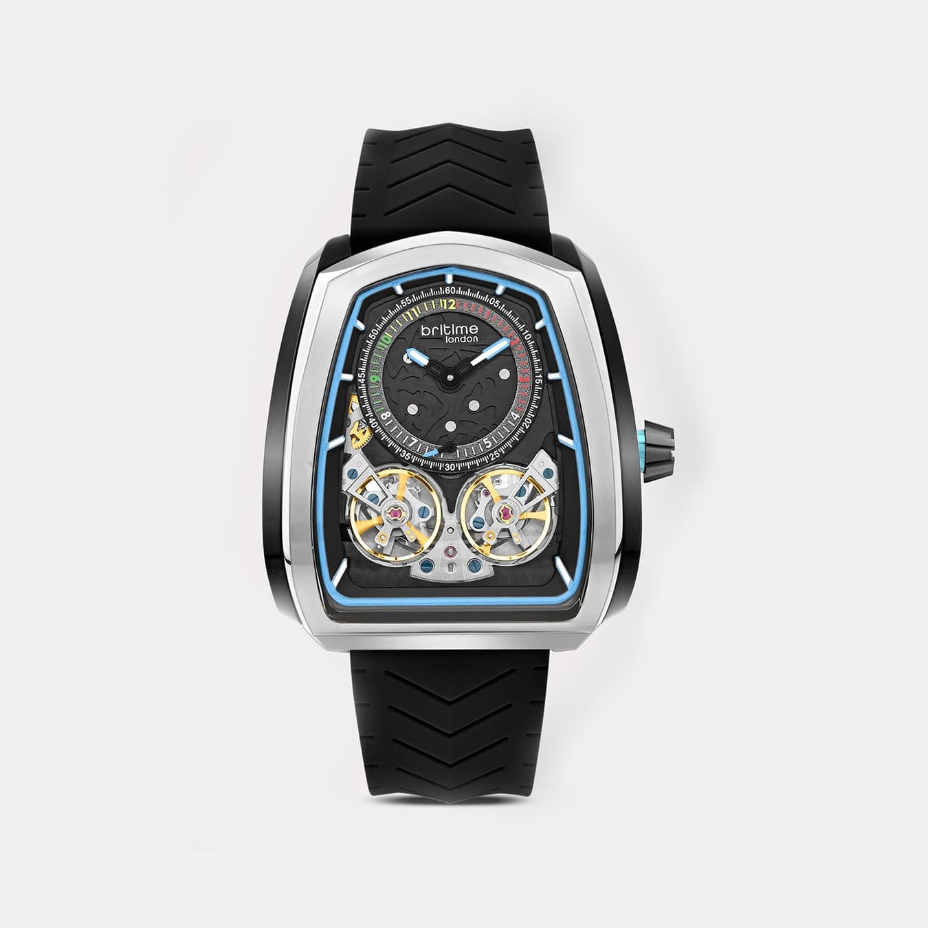 Aventus Men's Automatic Black Dial Analog Silicone Watch 101-P10406