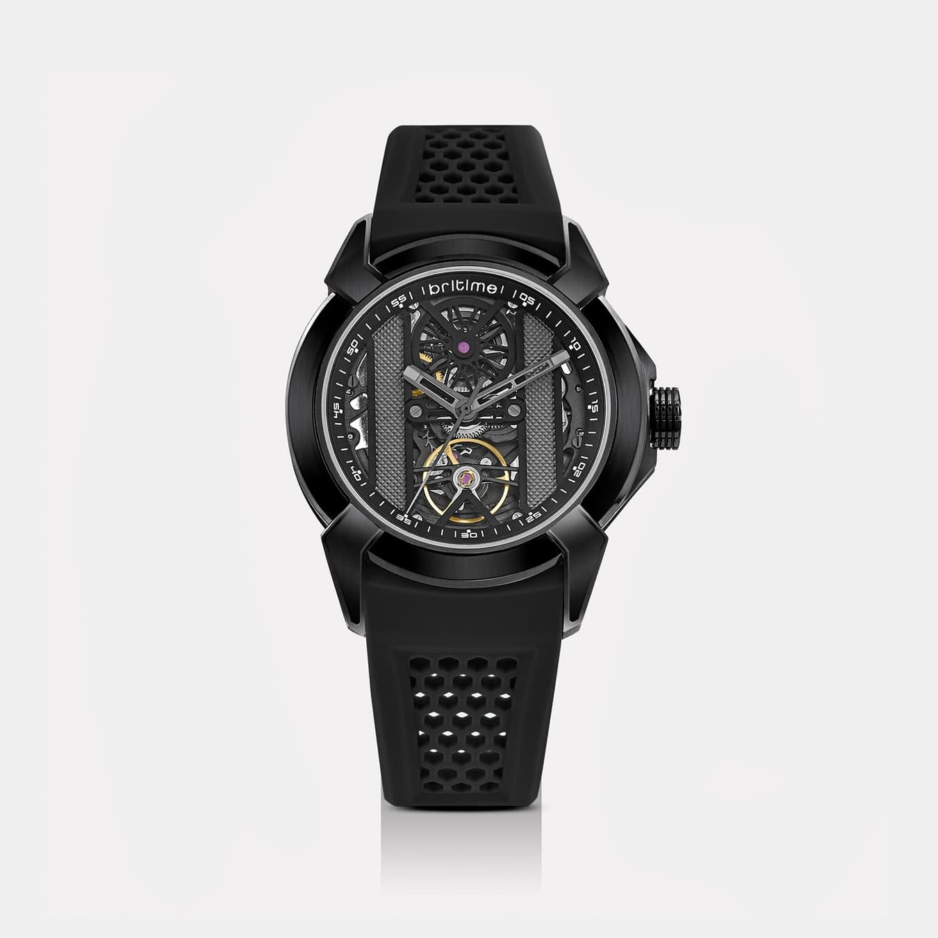 Quantum Men's Automatic Black Dial Analog Silicone Watch 395-P81506