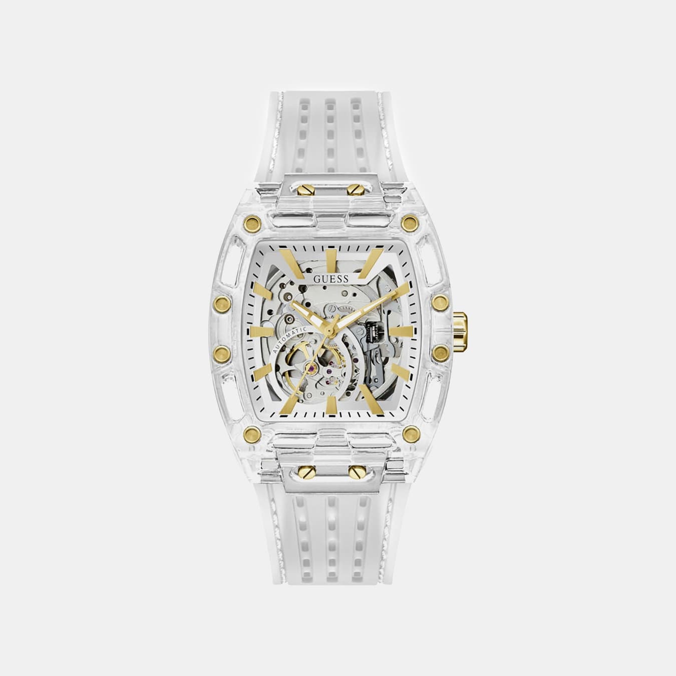 Men's Automatic Transparent Dial Analog Silicone Watch GW1073G2