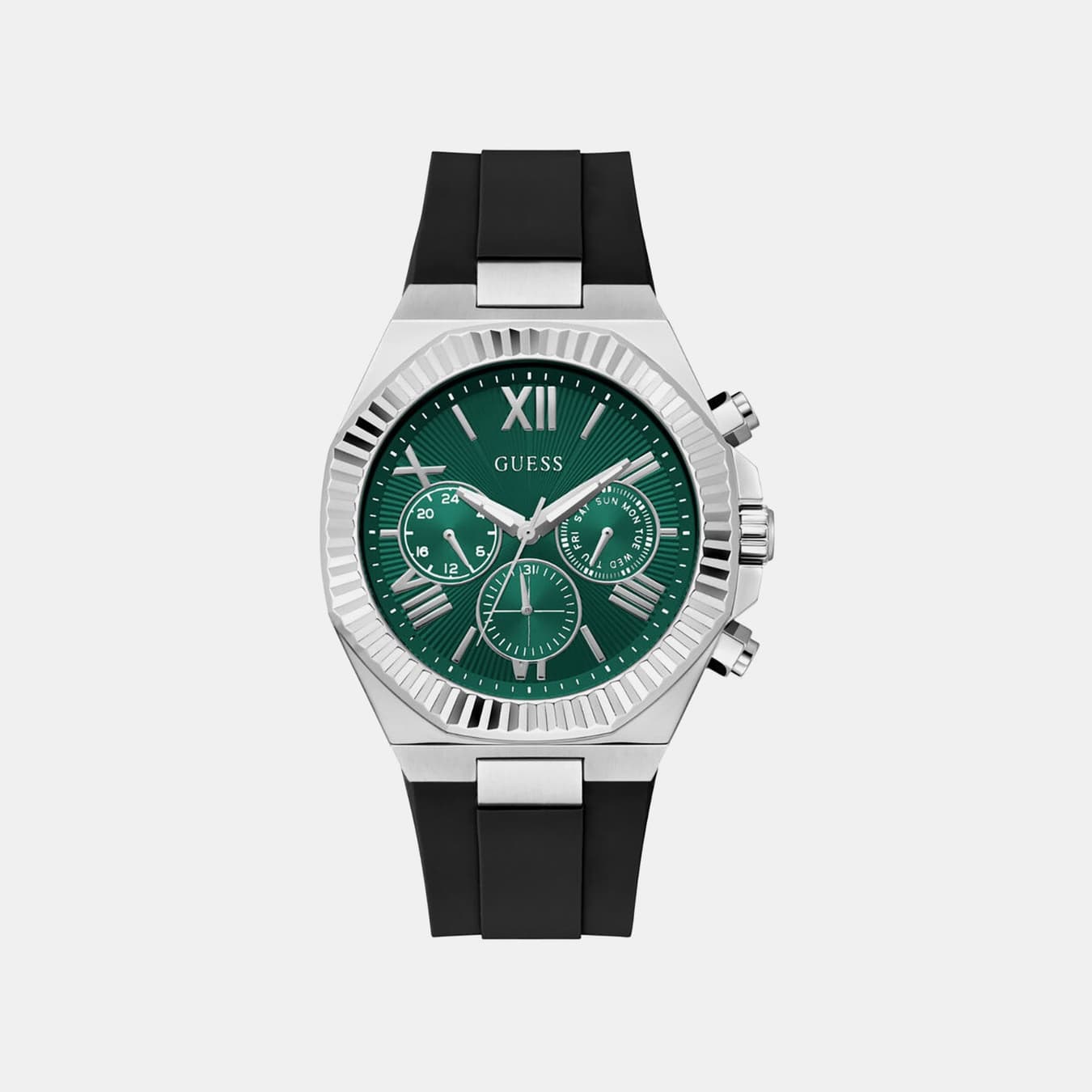 Men's Quartz Green Dial Multi-function Silicone Watch GW1011G1
