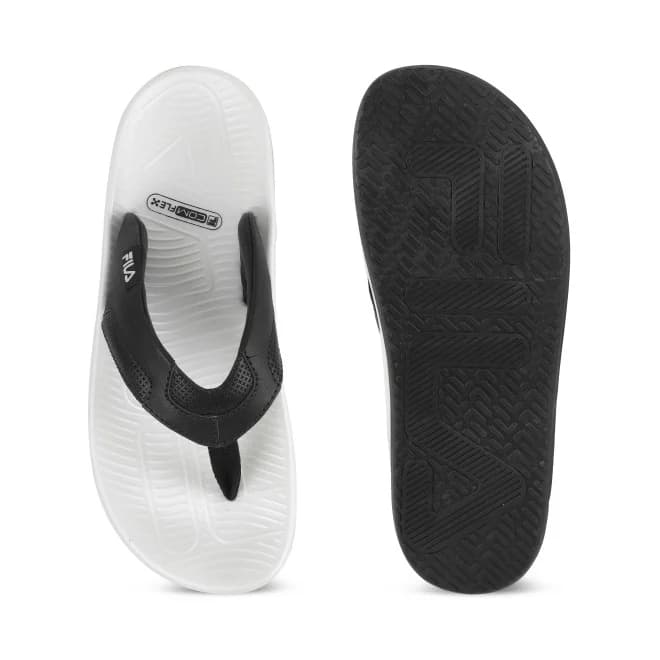 Men's Black Casual Slip-On Round Toe Flip-Flops