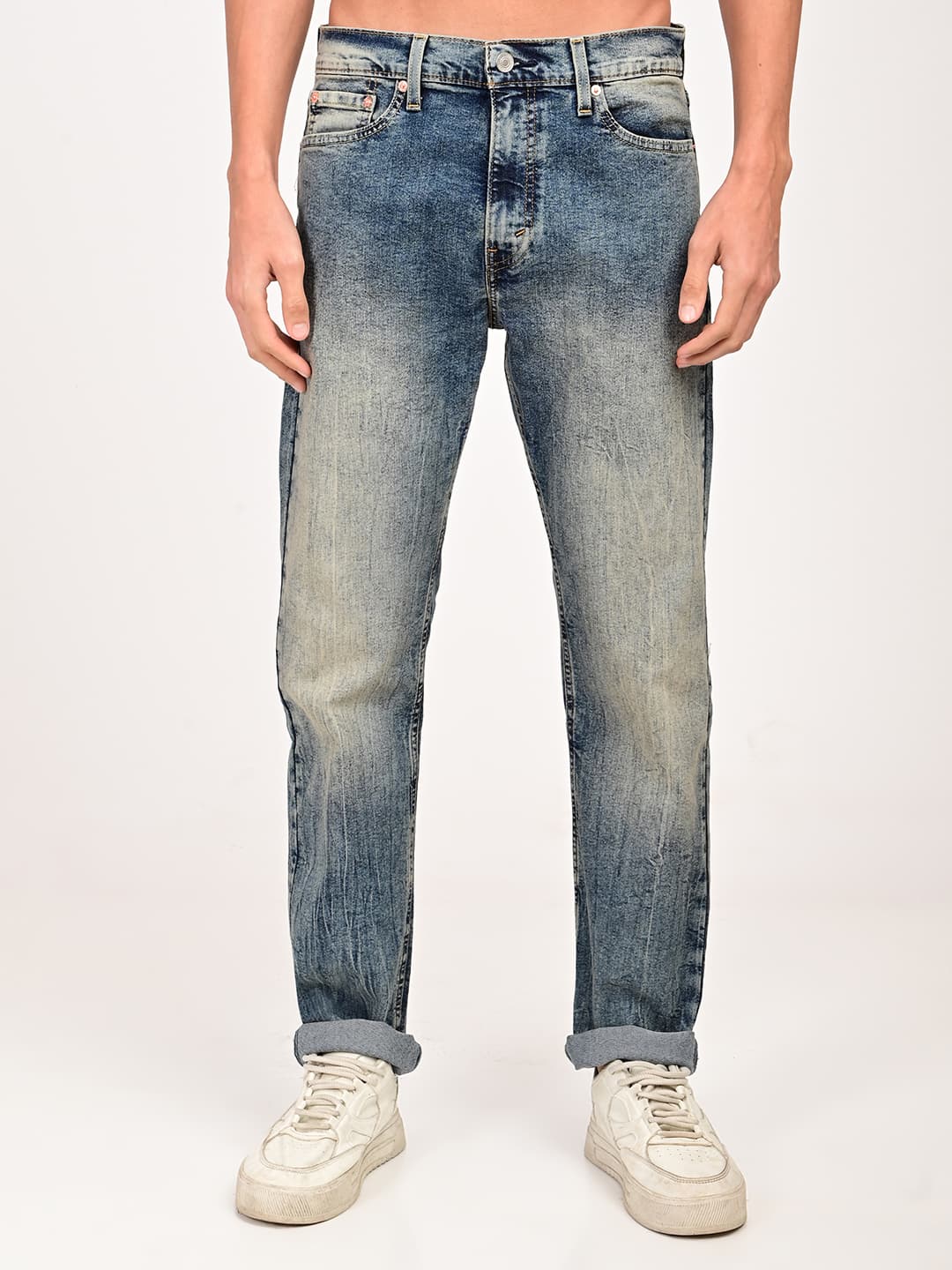 Men's Blue Casual Solid Mid Rise Jeans