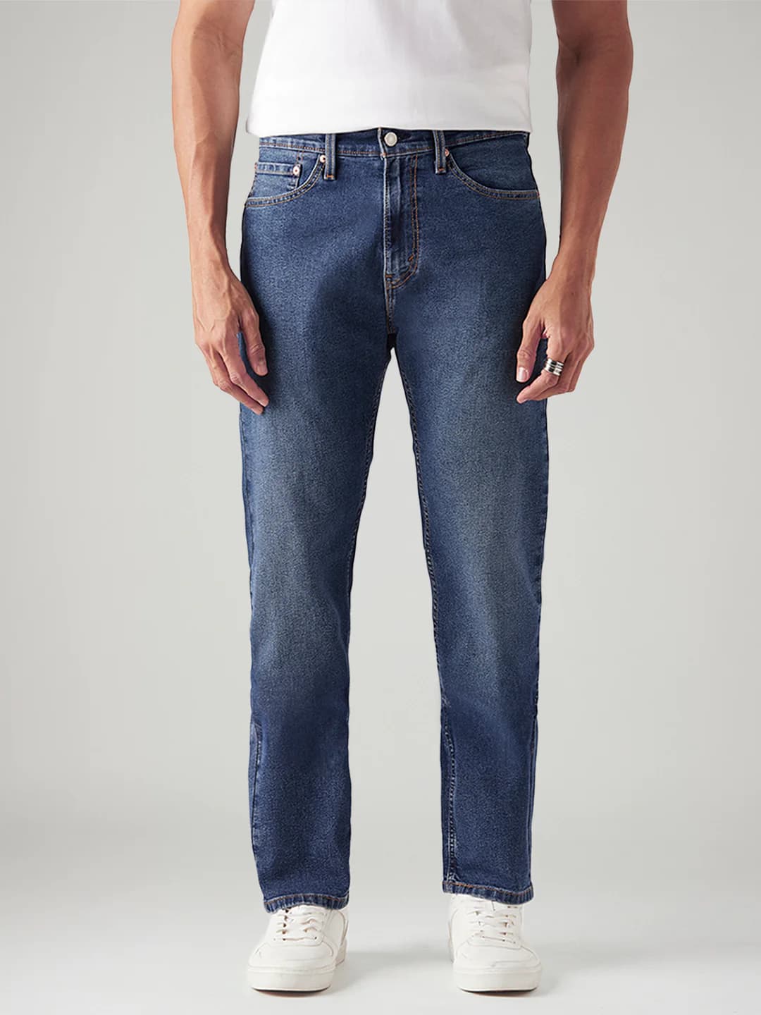 Men's Blue Casual Solid Mid Rise Jeans