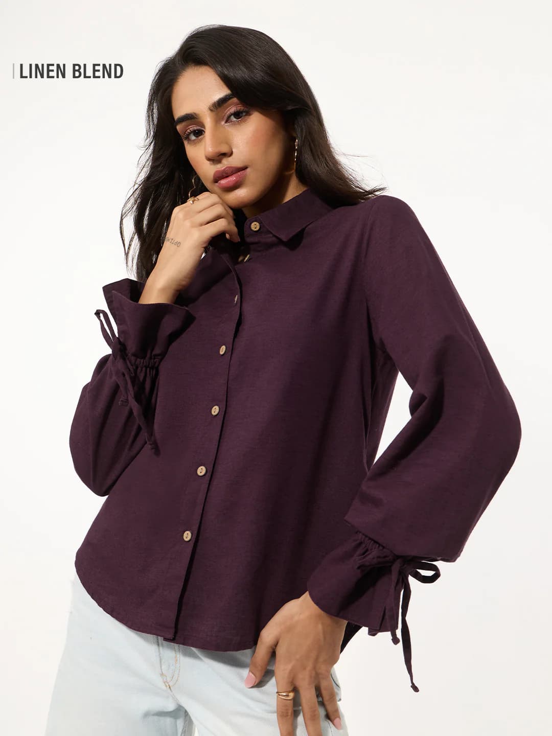 Women's Purple Casual Regular Fit Solid Full Sleeves Shirt