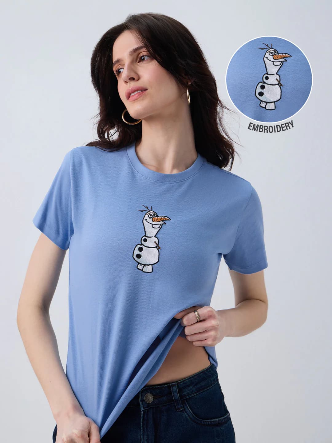 Women's Blue Casual Regular Fit Half Sleeves Tshirt