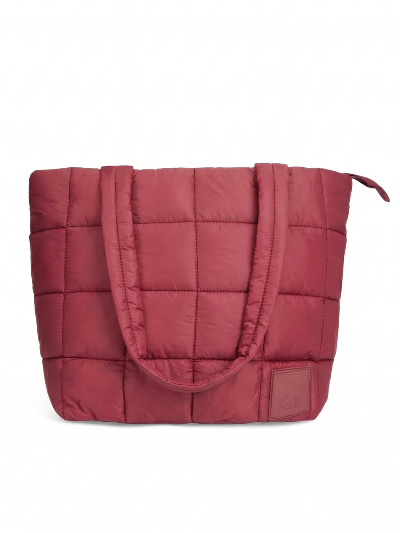 Women's Red Solid Plush Quilted Tote 15L Laptop Bag