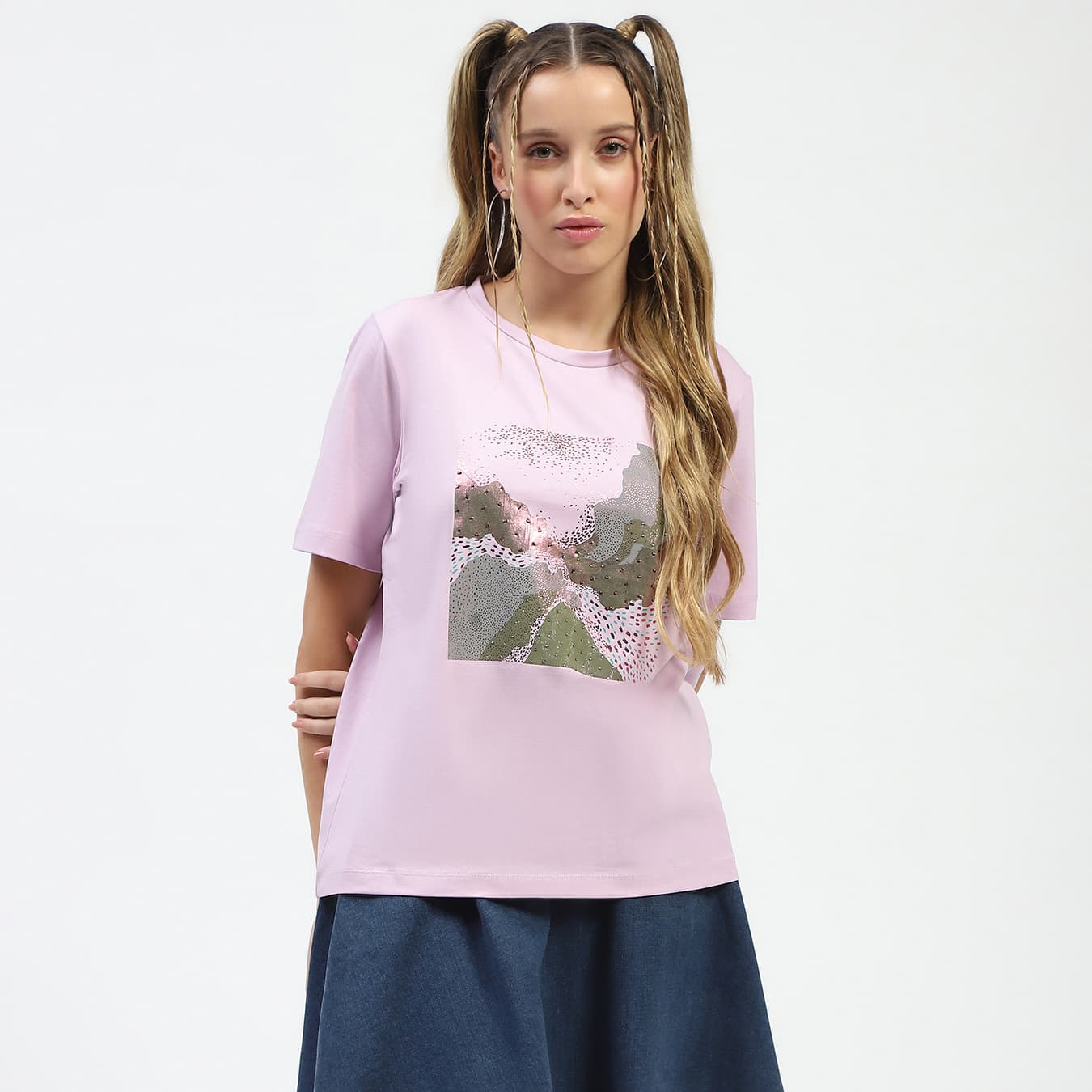 Women's Purple Casual Cotton Graphic Print Tshirt