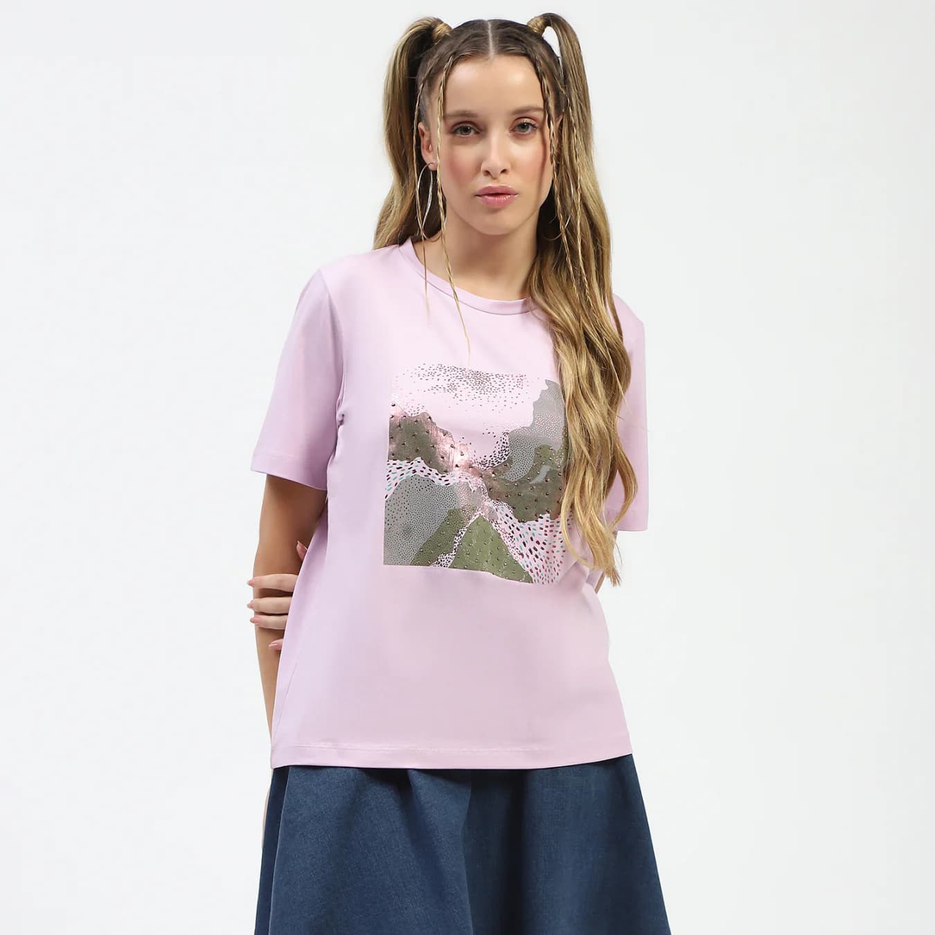 Women's Purple Casual Cotton Graphic Print Tshirt