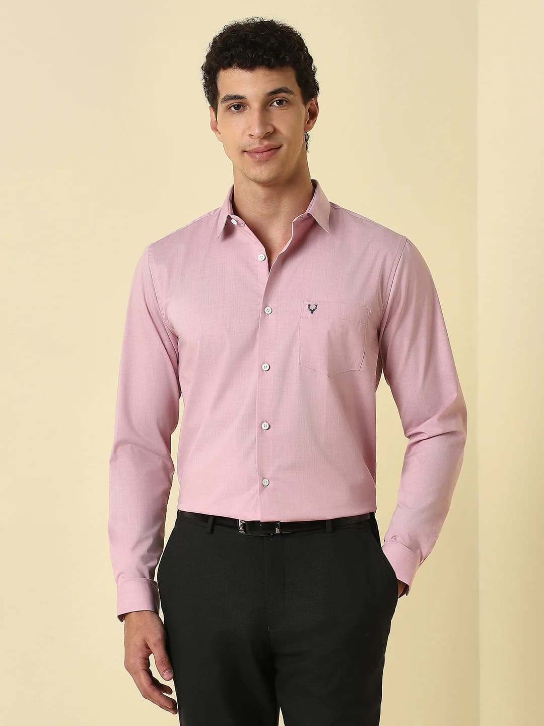 Men's Pink Casual Solid Full Sleeves Shirt