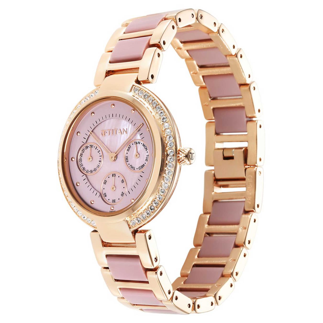 Women's Rose Gold Casual Chronograph Watch - NU95187KD02