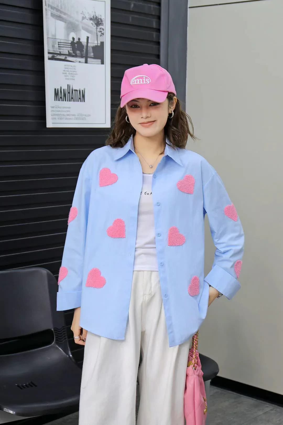 Women's Blue Casual Full Sleeves Printed Shirt