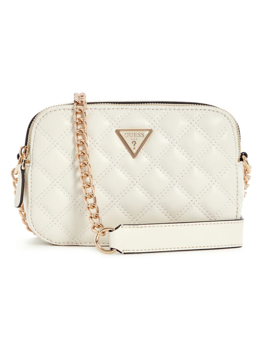 Women's Cream Quilted Casual PU Crossbody Bag