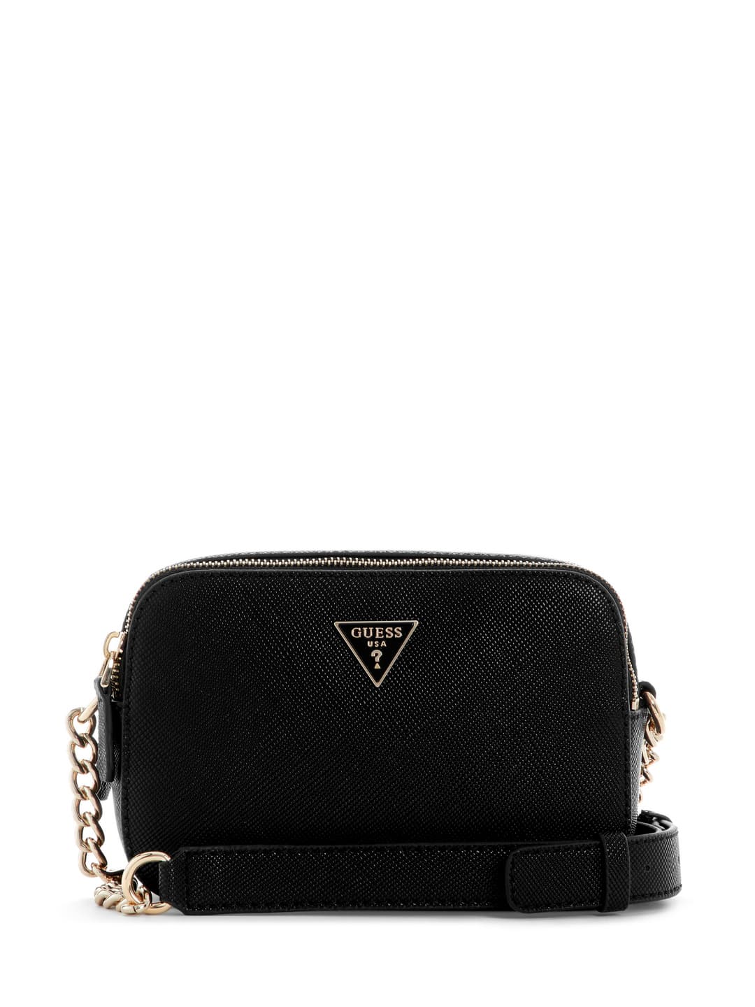 Women's Black Textured Casual PU Crossbody Bag