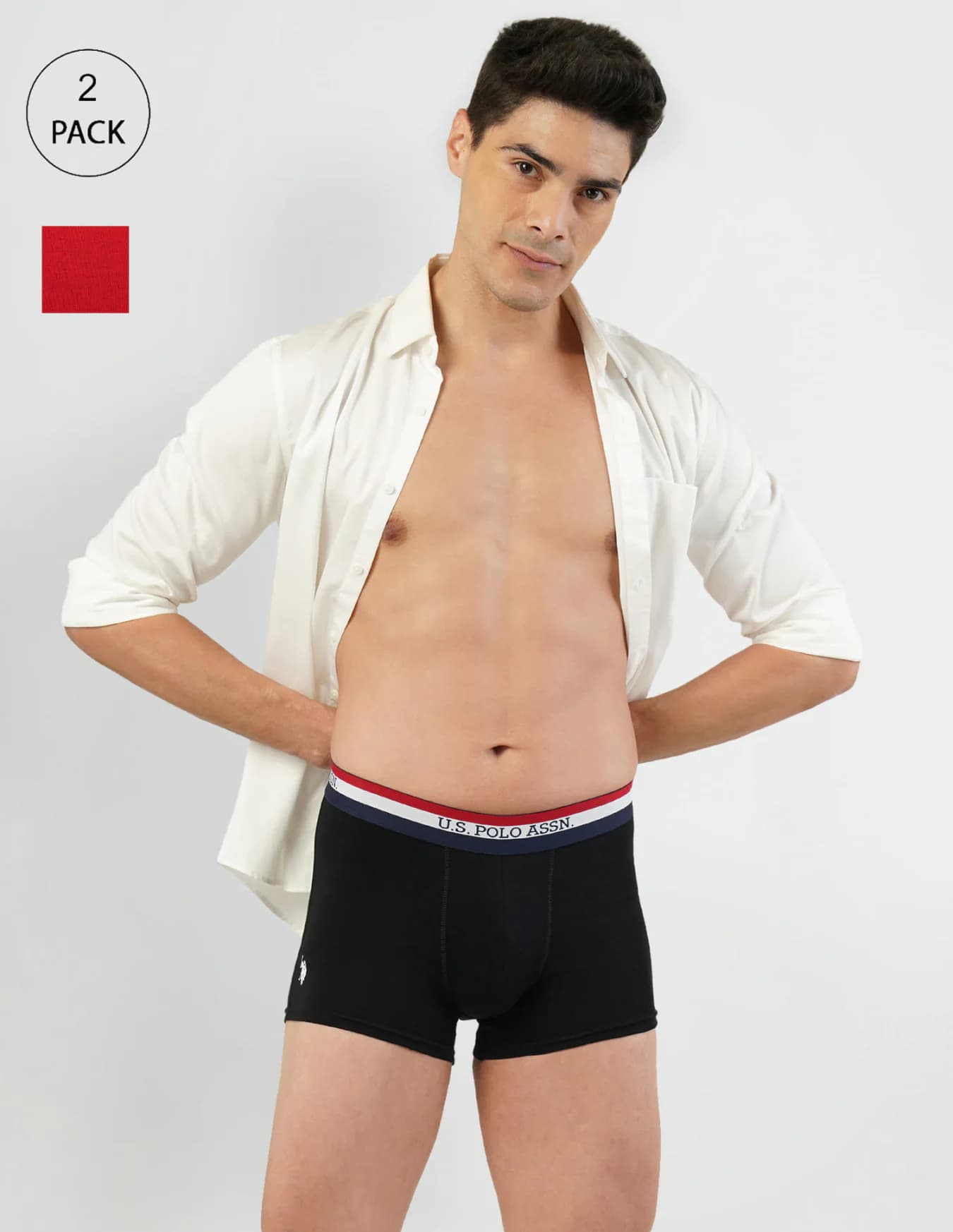 Men's Multicolor Regular Fit Mid Rise Trunks - Pack of 2