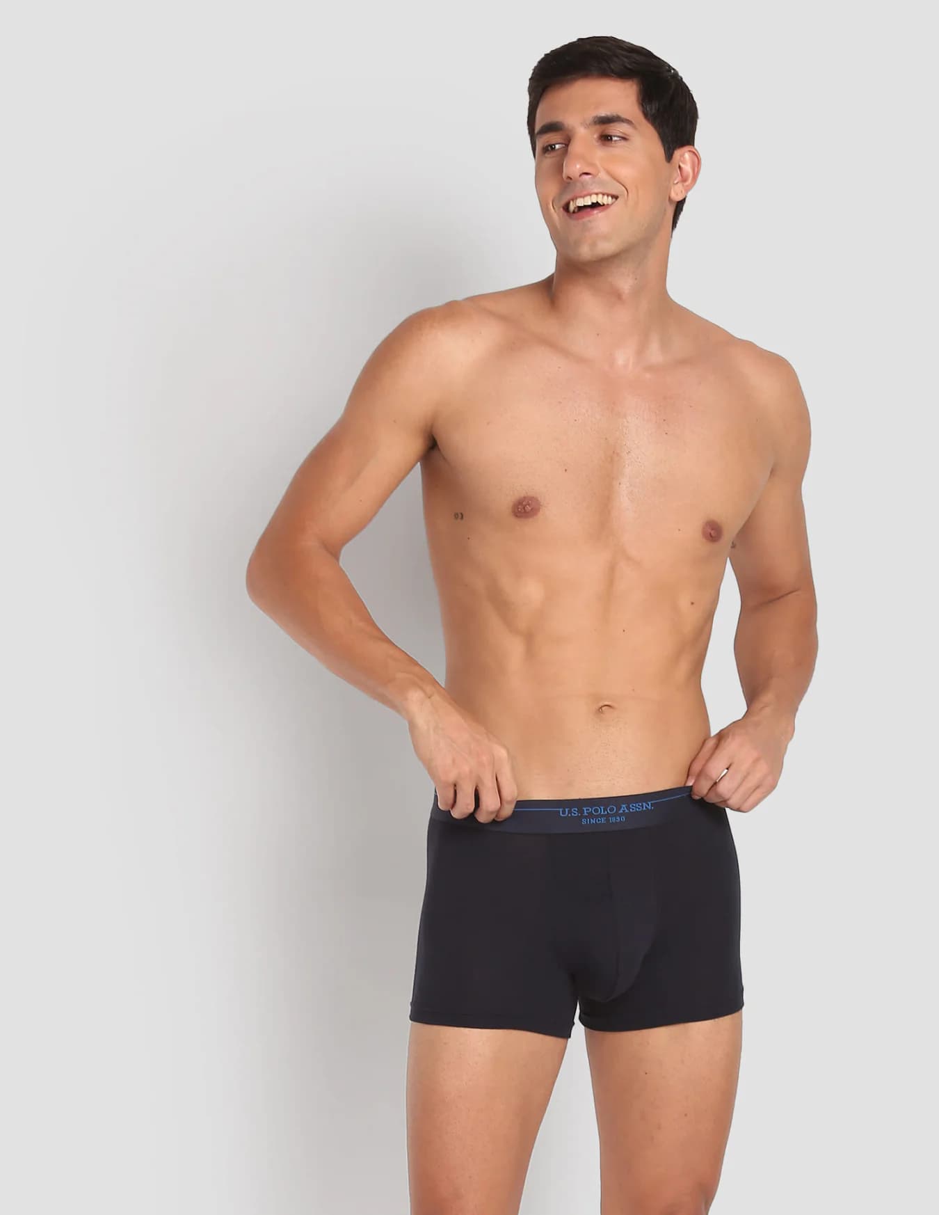 Men's Navy Regular Fit Mid Rise Trunks