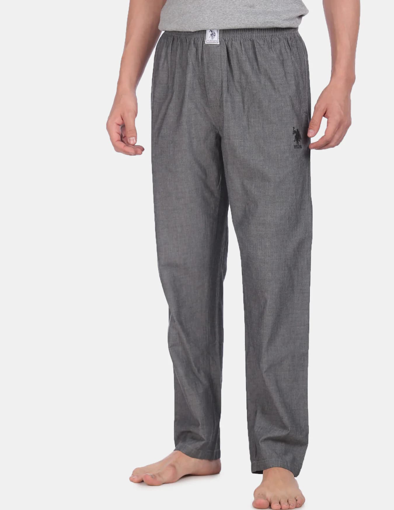 Men's Grey Straight Fit Mid Rise Pyjama