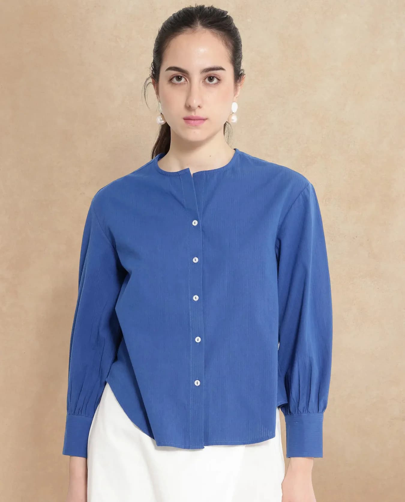Women's Blue Casual Striped Regular Fit Top