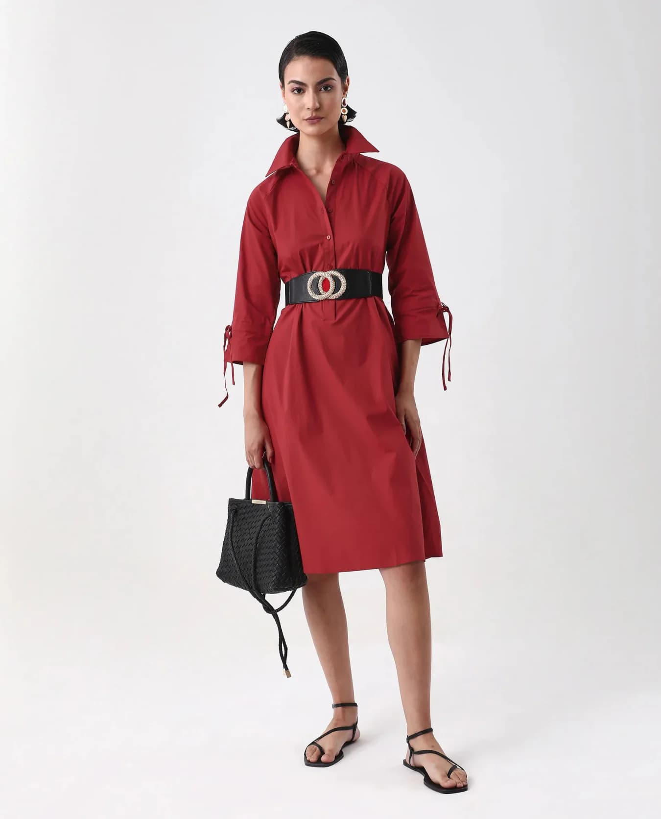 Women's Red Casual Solid A-Line Dress