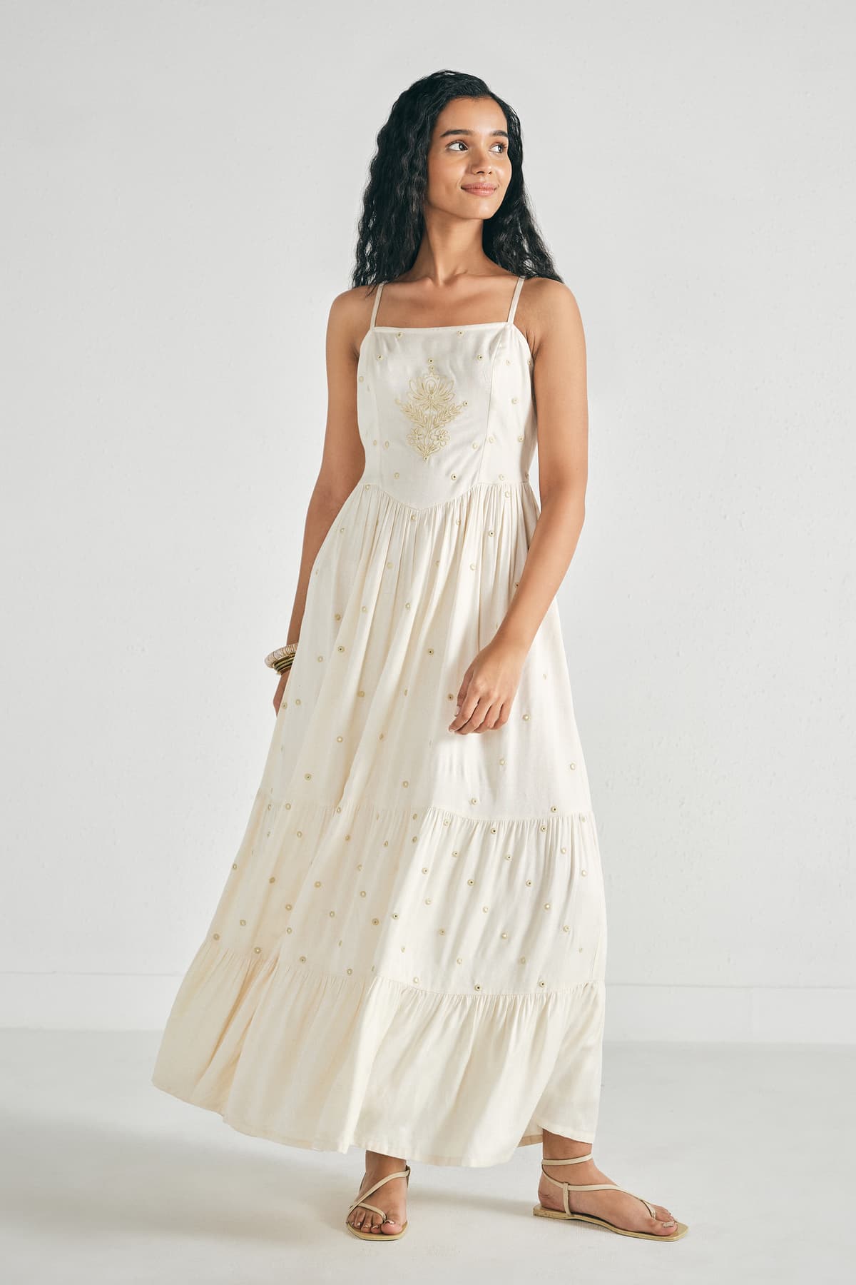 Women's White Casual Sleeveless Abstract Dress