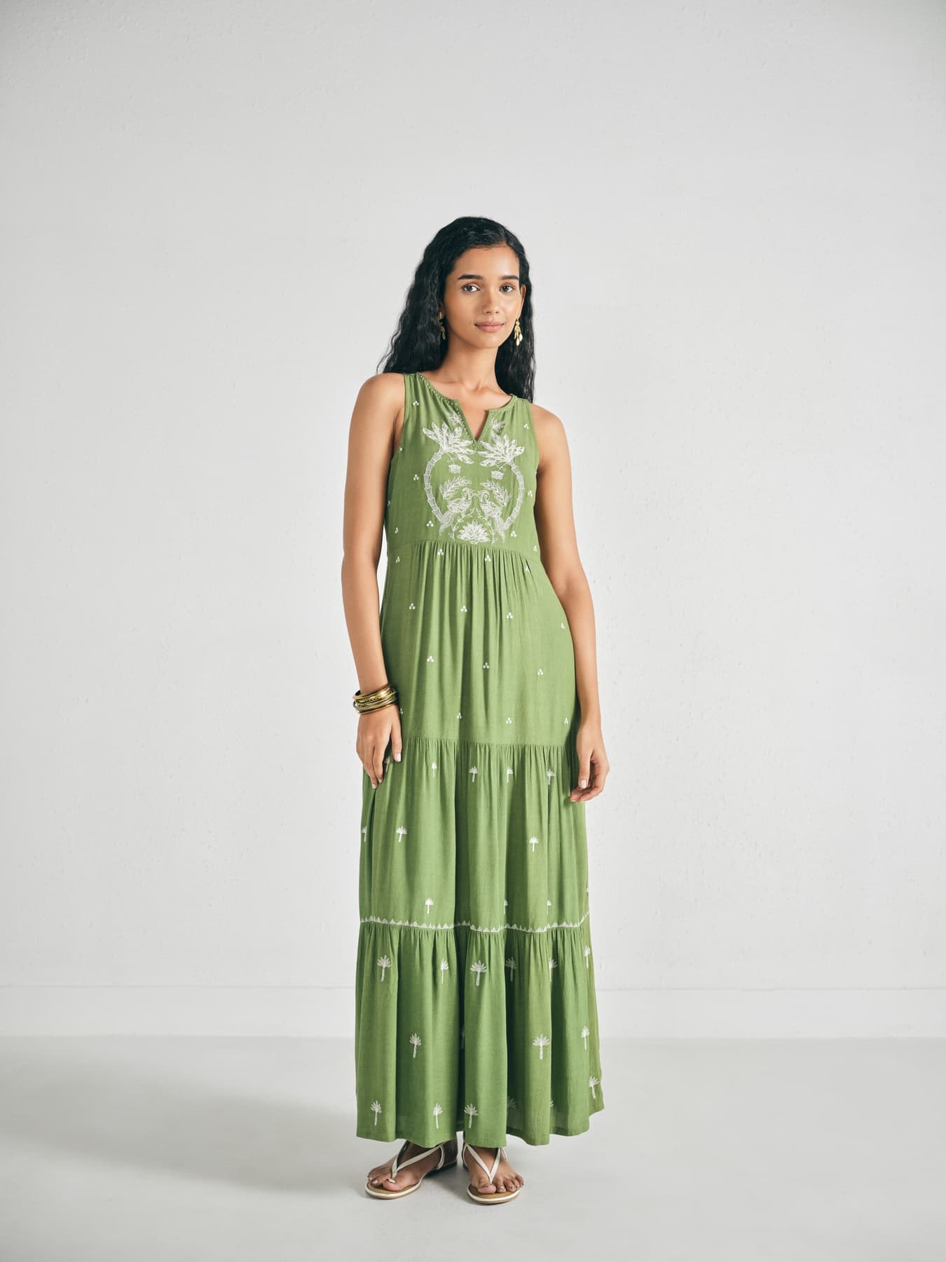 Women's Green Casual Sleeveless Maxi Dress