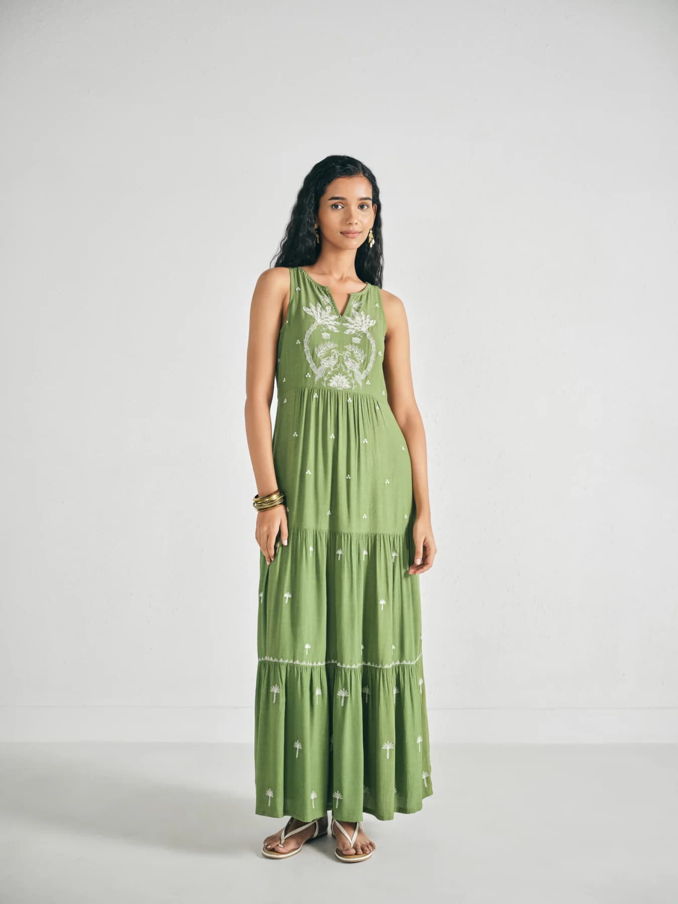 Women's Green Casual Sleeveless Maxi Dress