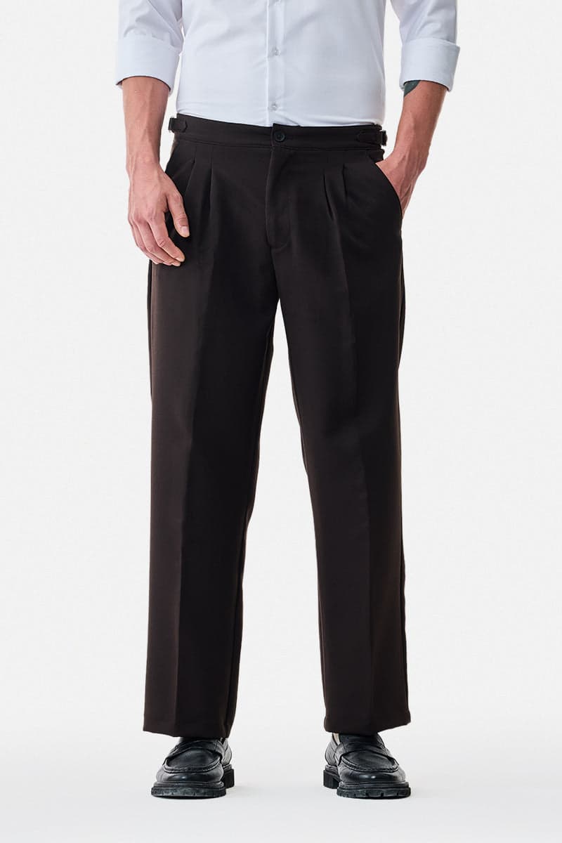 Men's Brown Casual Mid Rise Baggy Fit Trouser