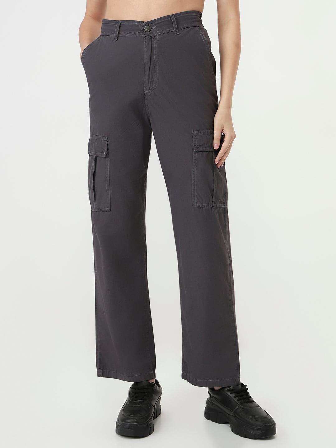 Women's Brown Casual High Rise Regular Fit Cargos