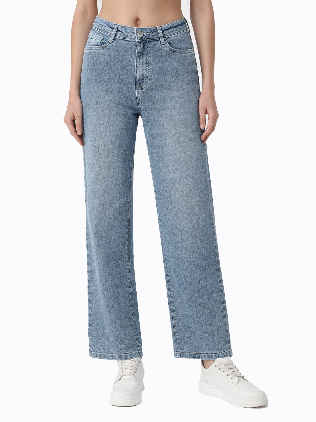 Women's Blue Casual High Rise Straight Fit Jeans