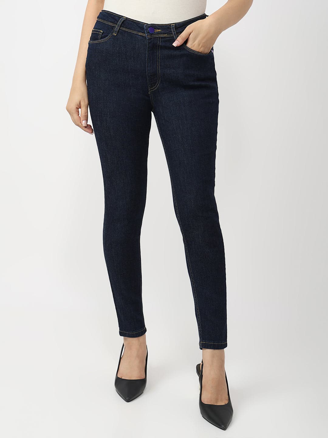 Women's Blue Casual High Rise Skinny Fit Jeans