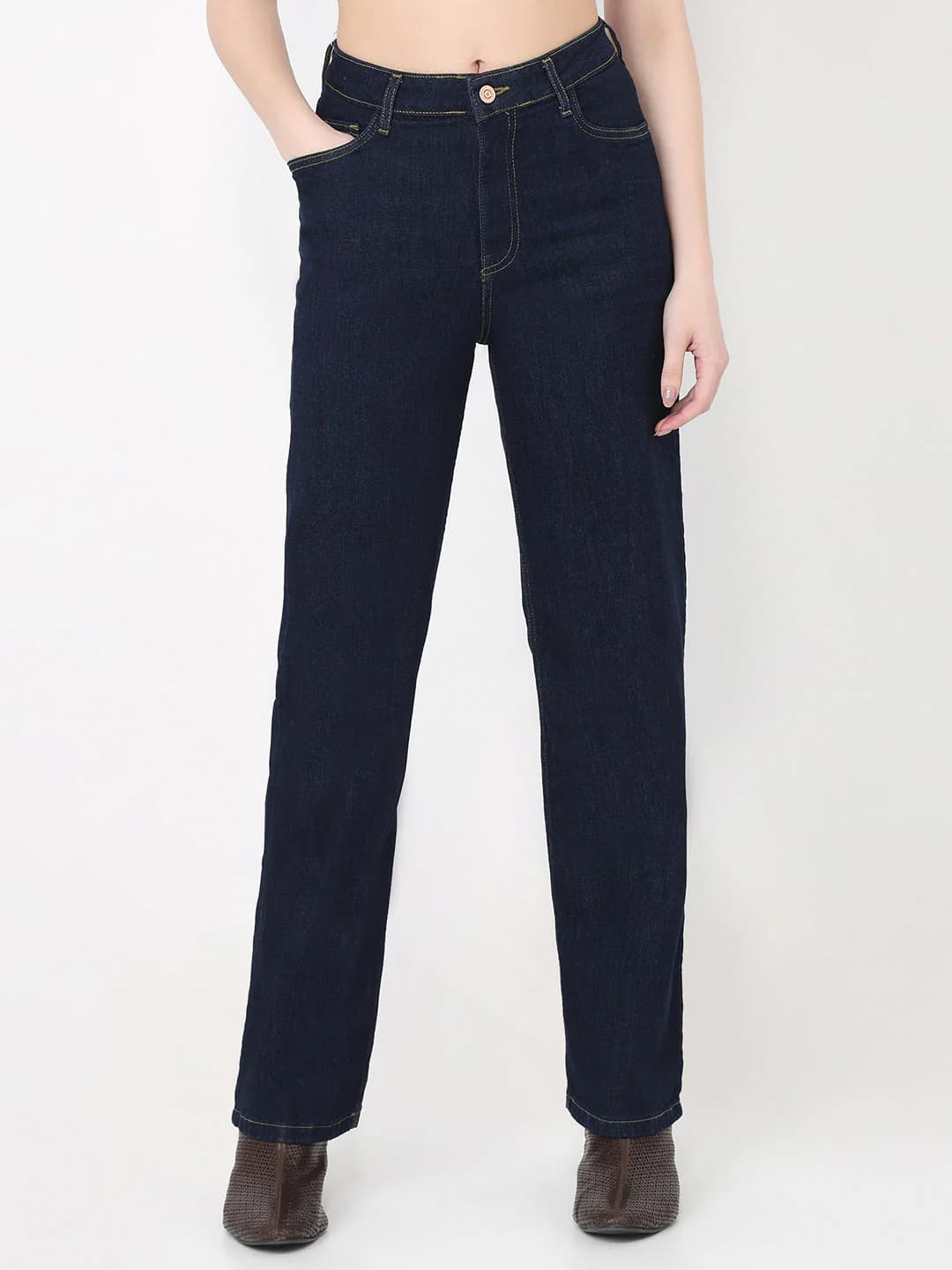 Women's Blue Casual High Rise Baggy Fit Jeans