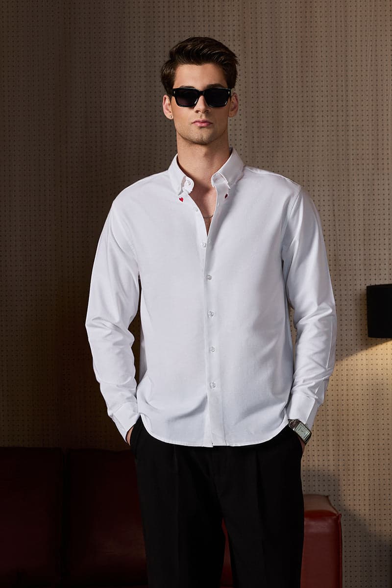Men's White Casual Regular Length Full Sleeves Shirt