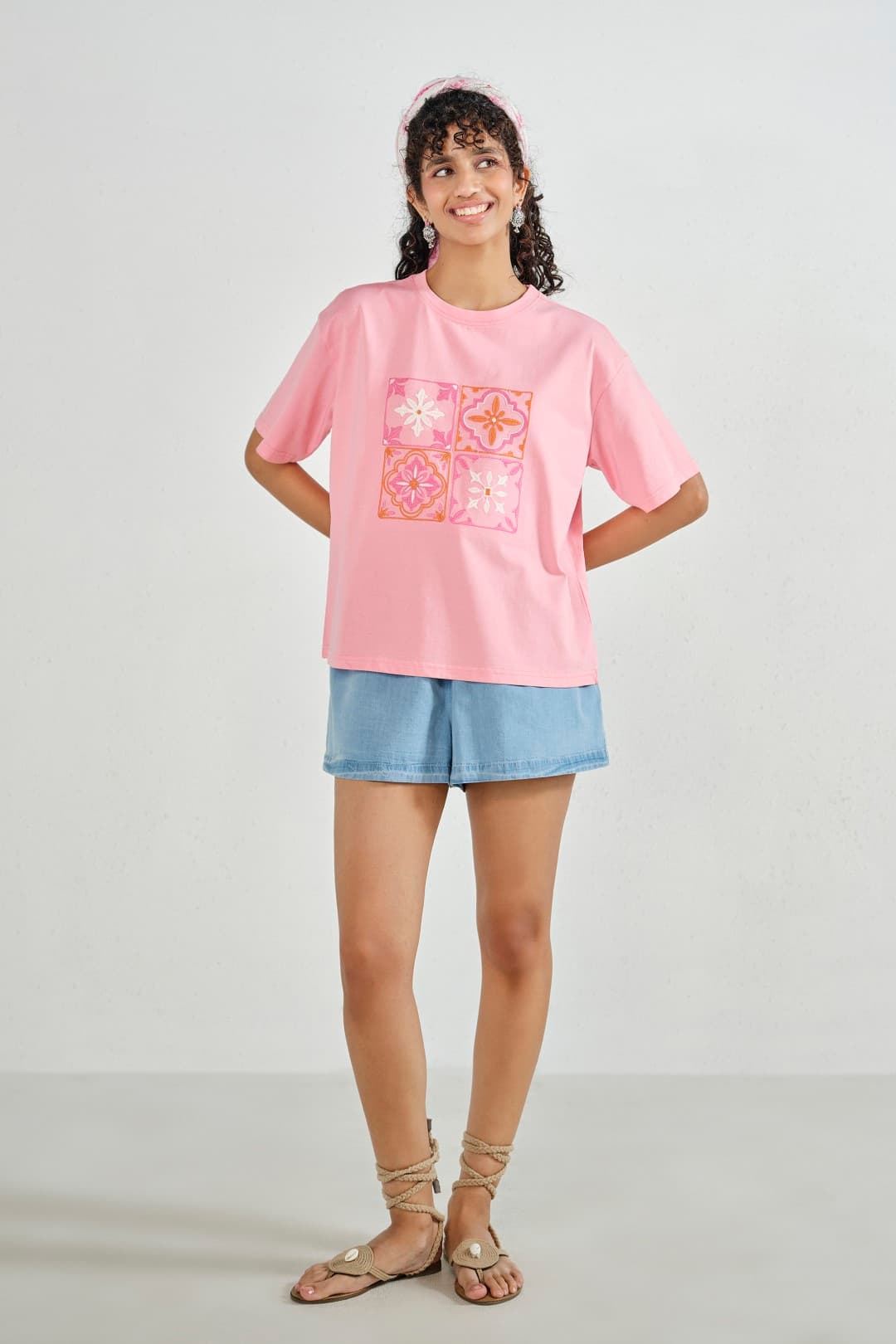 Women's Pink Casual Regular Fit Half Sleeves Tshirt